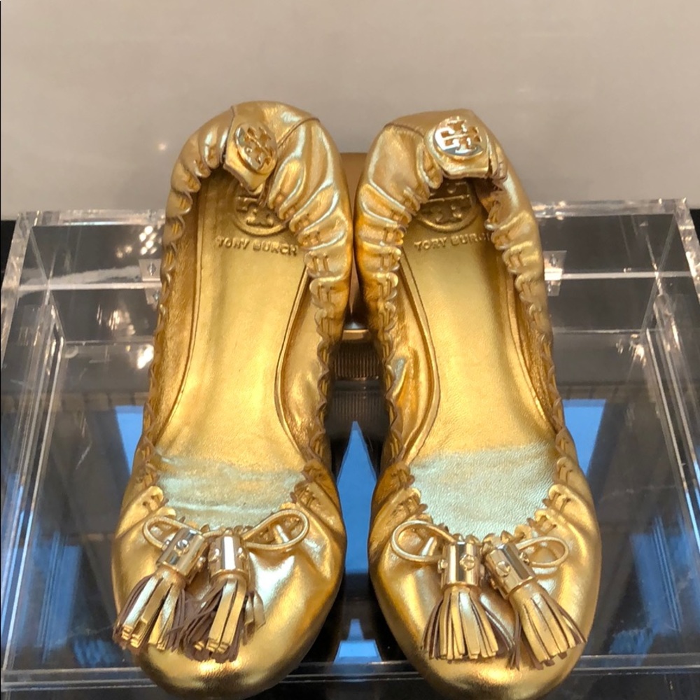 Gold Tory Burch Ballet Flats Size 8
